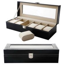6 Slot Jewelry Box Display Case Watch Box Watch Case PU Leather Box Gift