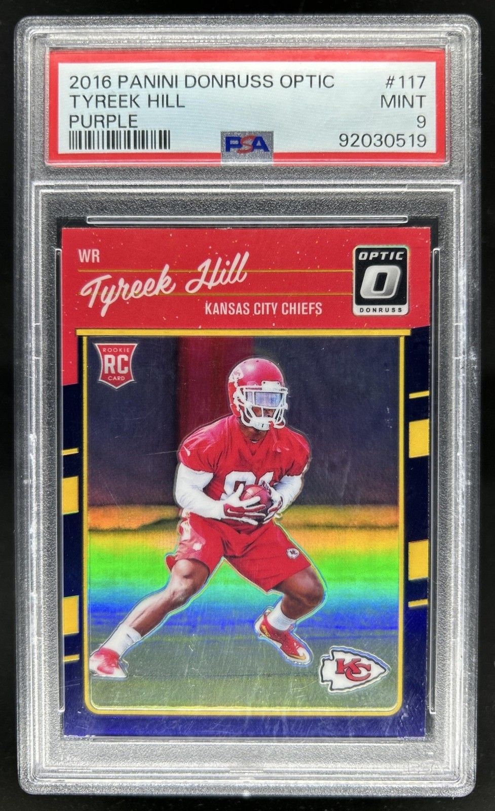 2016 Panini Donruss Optic Tyreek Hill RC Purple Rookie #117 Chiefs PSA 9