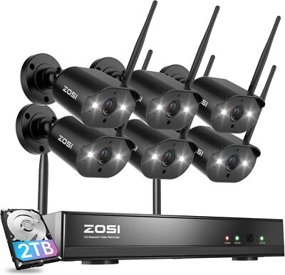 ZOSI 3MP 8CH NVR + 6 WiFi IP Camera Wireless Security Camera System 24/7 Record