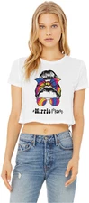 Mom Bun Hippie Mom Womens Crop T-Shirt