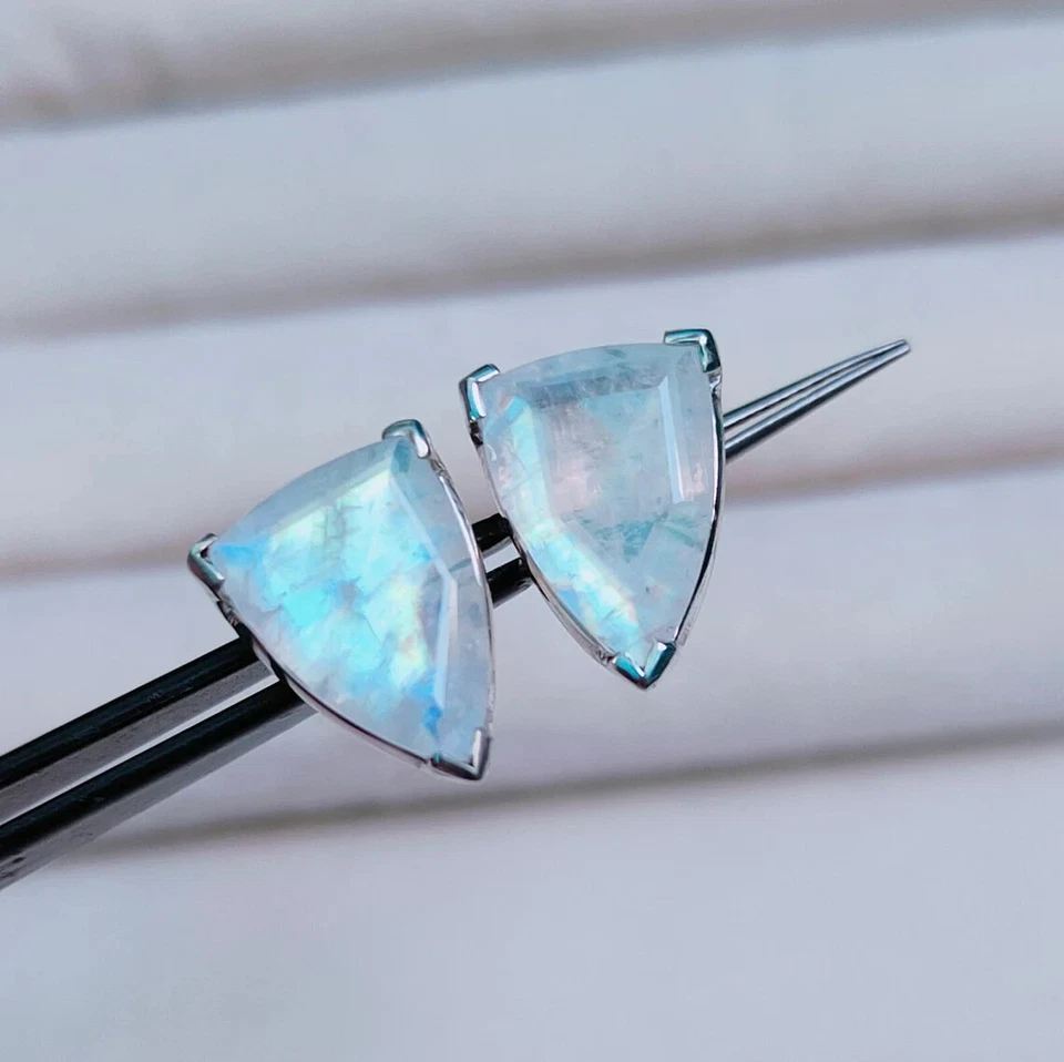 Gemelos de diseño de plata de ley 925 con piedras preciosas de luna naturales regalo para él Foto 2 de 4