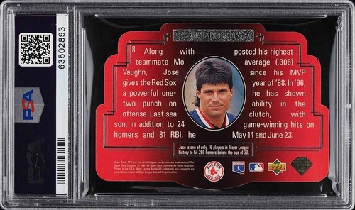 1996 SPx #8 Jose Canseco PSA 10 GEM OTTIME CONDIZIONI - Foto 2 di 2