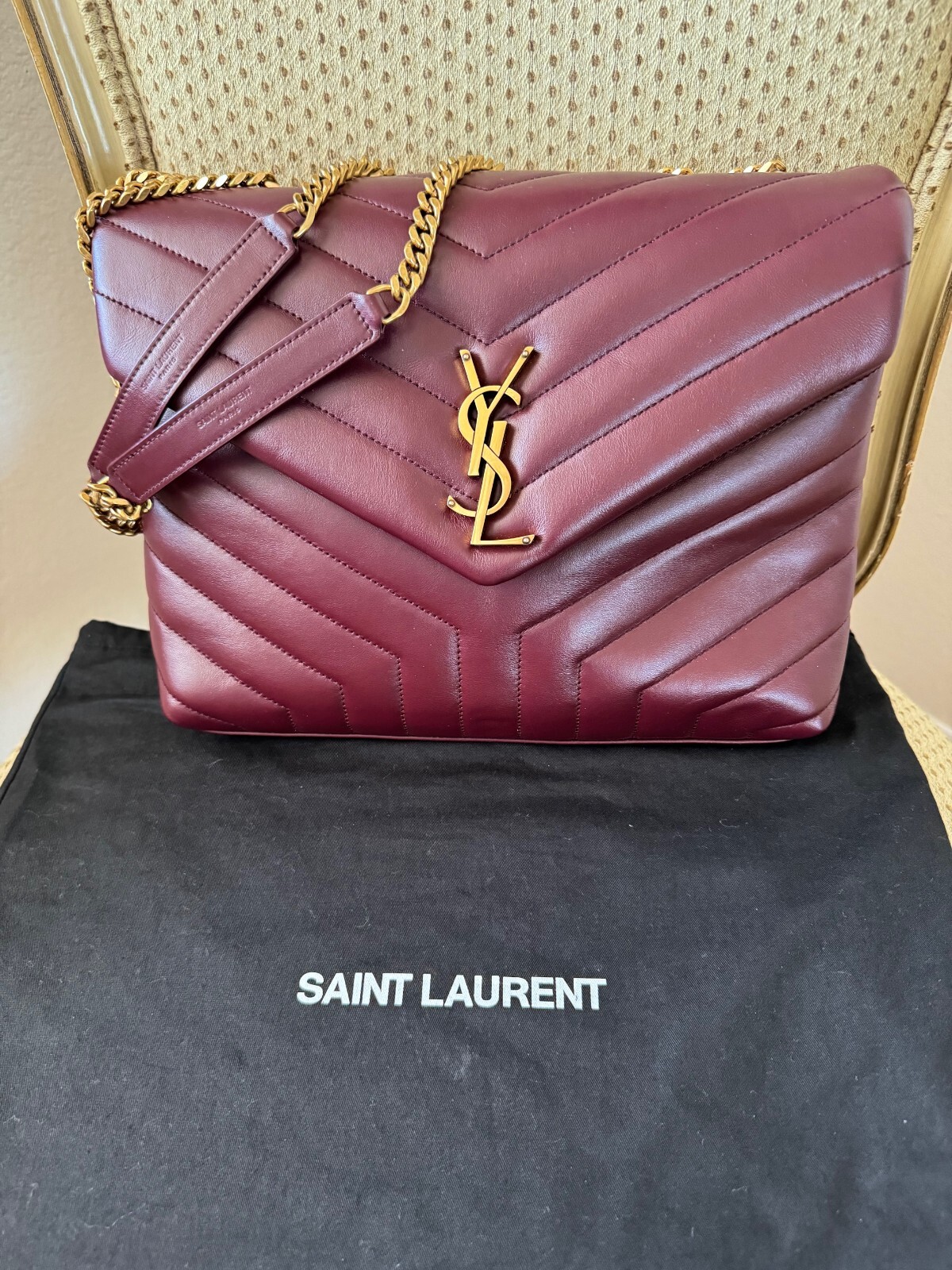 BORSA A TRACOLLA SAINT LAURENT LOULOU NUOVA ROUGE ROSSA TAGLIA MEDIA AUTENTICA