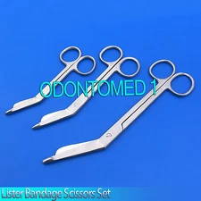 Set Of 3 Lister Bandage Scissors 4.5" 5.5" 7.5" Medical Surgical Instruments