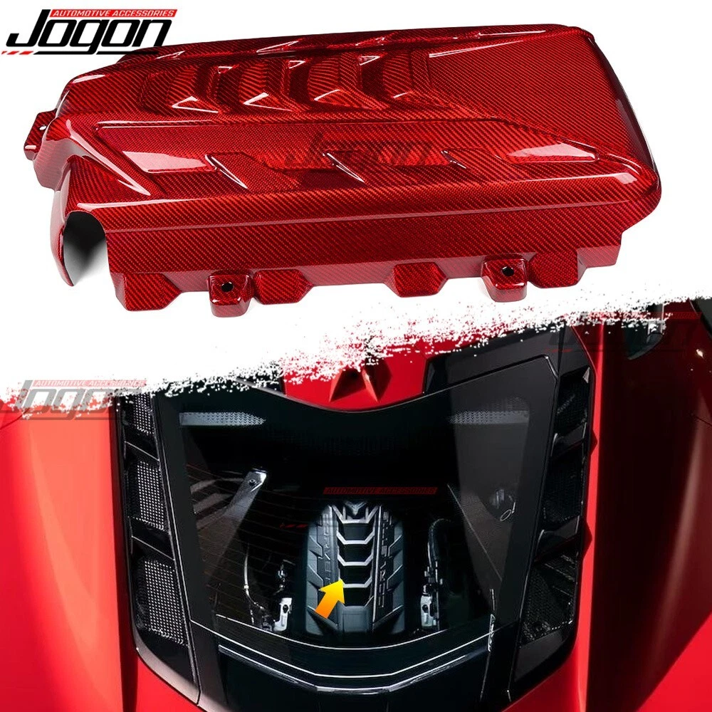 Red Carbon Engine Cover For Corvette C8 Stingray Convertible Z51 HTC 2LT 3LT 20+ - Picture 1 of 12