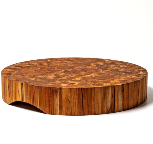 Ziruma Extra Large 18" x 18" Round End Grain Butcher Block Teak Cutting Board