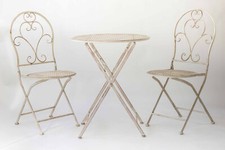 Set di tavolino e 2 sedie BISTRO per esterno in ferro e pieghevoli. In 2 colori.