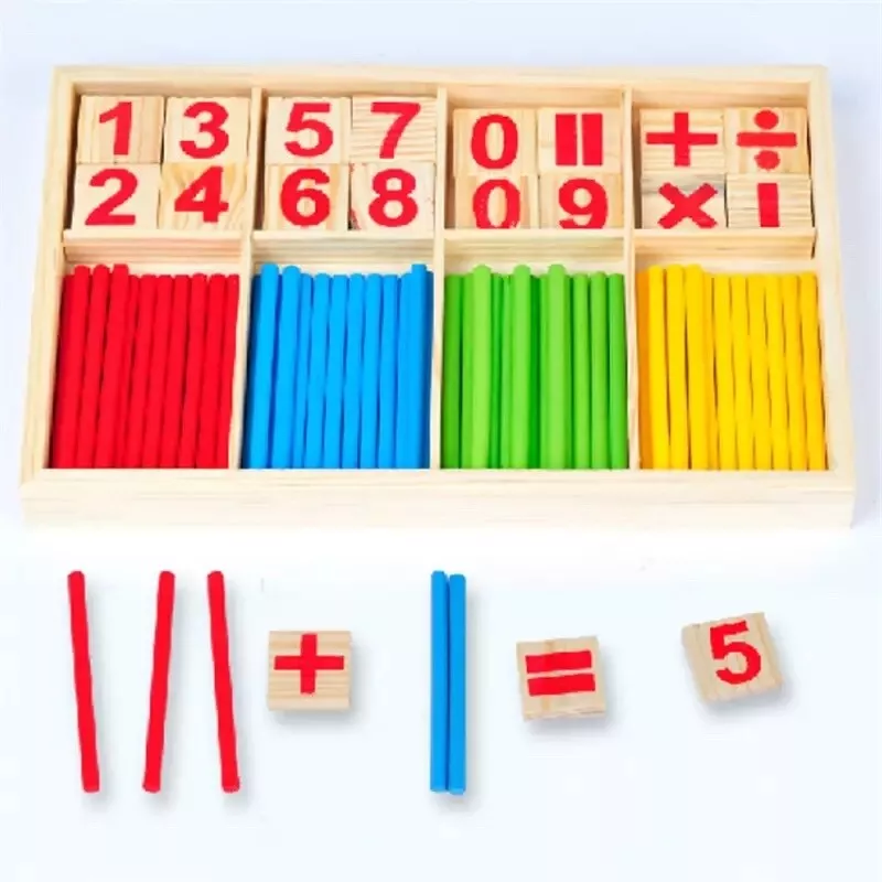 Wooden Math Counting Sticks Game Numbers Learning Educational Toys Gift For Kids