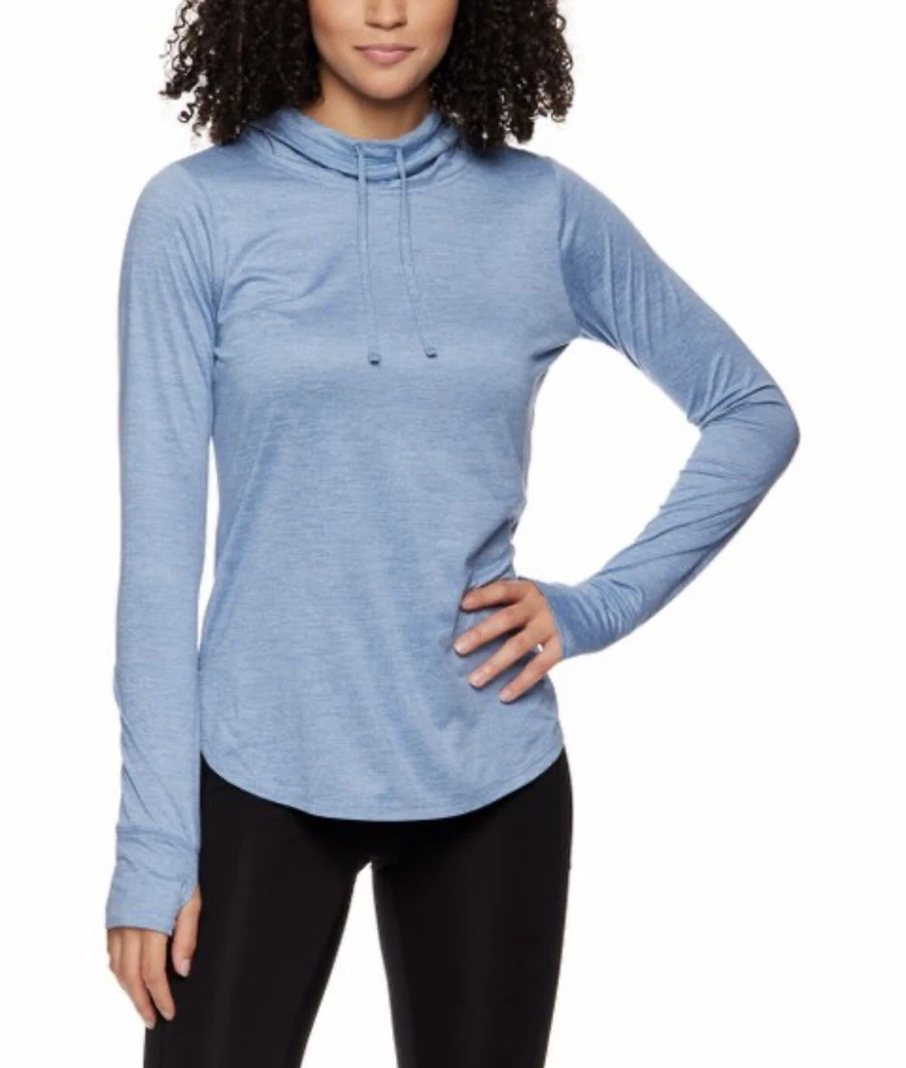 Gaiam Women's Medium Blue Shadow Long Sleeve Movement Hoodie Sweatshirt NWOT