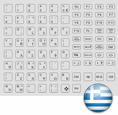 KEYBOARD KEY STICKER ELLINIKA TASTEN SIND GRAU GREY LAPTOP NOTEBOOK GRIECHENLAND