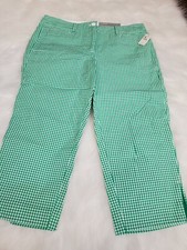 TALBOTS GREEN AND WHITE GINGHAM PEDAL PUSHER PERFECT SKIMMER PANTS 8P P-21