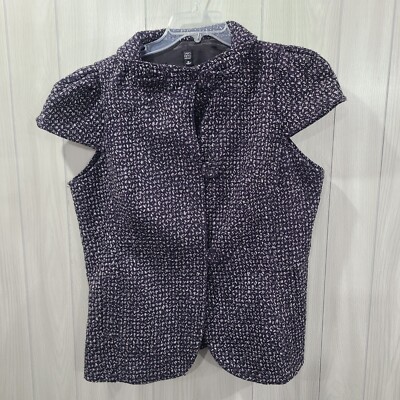 Saks Fifth Avenue Sweater Size 16 Purple Black White Office Grandma Mom Career