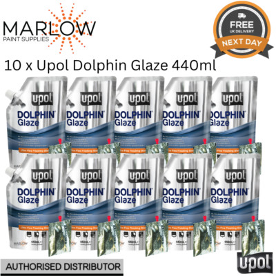 10 X U-POL Dolphin Glaze 440ml Fine Finishing Filler with BPO Hardener ...