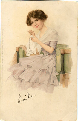 Oblaten scrap chromo Karte Mädchen Wäsche  MB 1143-2  13,9 cm