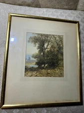 Antique E.J Richardson 1868 "Thames" Watercolor Painting - Framed