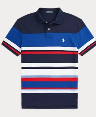 Polo Ralph Lauren Men's SZ 4XL-Big Blue Red White Stripe