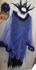 New/PKG 4 piece DRESS UP Zombie COSTUME GIRLS SMALL chiffon feathers black