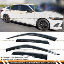 PARA HONDA CIVIC SEDÁN 2022 ESTILO MU MOLDURA CROMADA VENTANA VISERA PROTECTOR DE LLUVIA CON CLIPS