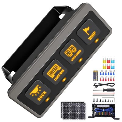 #ad #ad 4 Gang Switch Panel LED Touch Toggle ON Off Relay Circuit Control Box For RV ATV $47.39