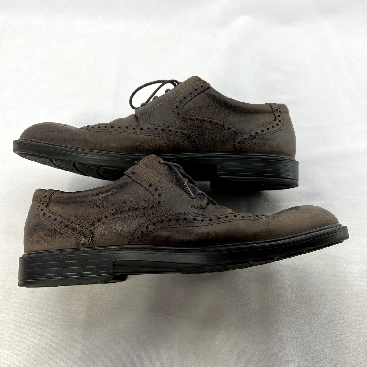 Ecco Shoes Men 45 Brown Leather Lace Up Wingtip Oxford  display picture 1