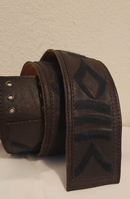 Womens Black on Dark Brown Embroidered Wide Belt Size 40-42