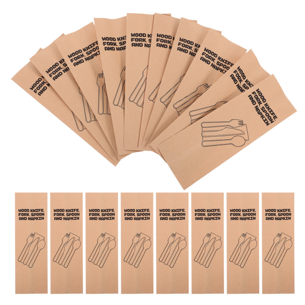 100 Stück Papier-Besteckhalter, Restaurant-Löffelhüllen, Einweg-Besteckhüllen,