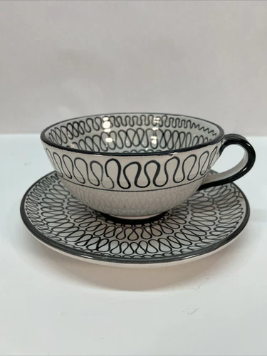 Vintage Italian Pottery Italy TC A.10.166 XL Grande Coffee Cup Mug w/ Saucer 