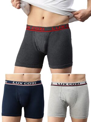 Lux Cozi Men's Cotton Long Trunk Underwear (Pack of 3) Daily Wear  Comfortable Al