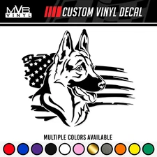 German Shepherd American Flag Vinyl Decal Sticker | Ripped Torn USA 833
