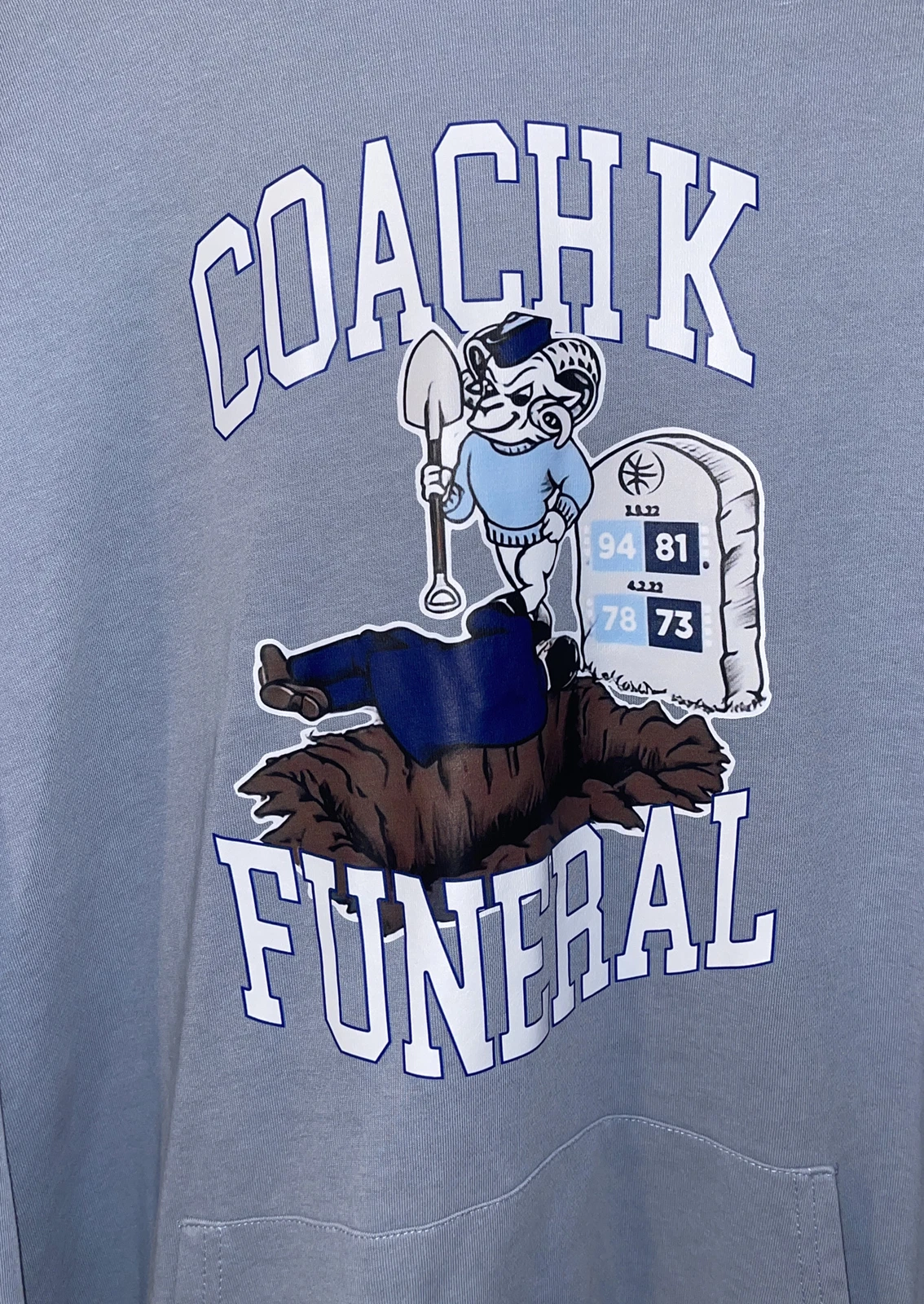 Felpa con cappuccio Coach K Funeral 3XL UNC Duke March Madness NCAA Mike Krzyzewski College