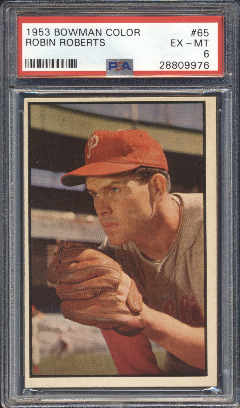 1953 Bowman Color Baseball Robin Roberts #65 PSA 6 PHILLIES EX-MT HOF
