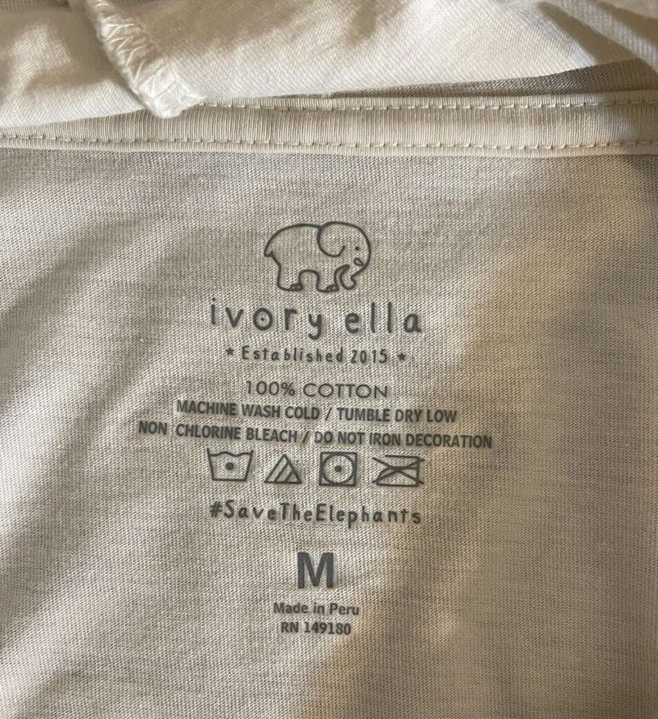 OFF WHITE Felpa con cappuccio Ivory Ella Taglia M Stampa elefante colore avorio crema design blu