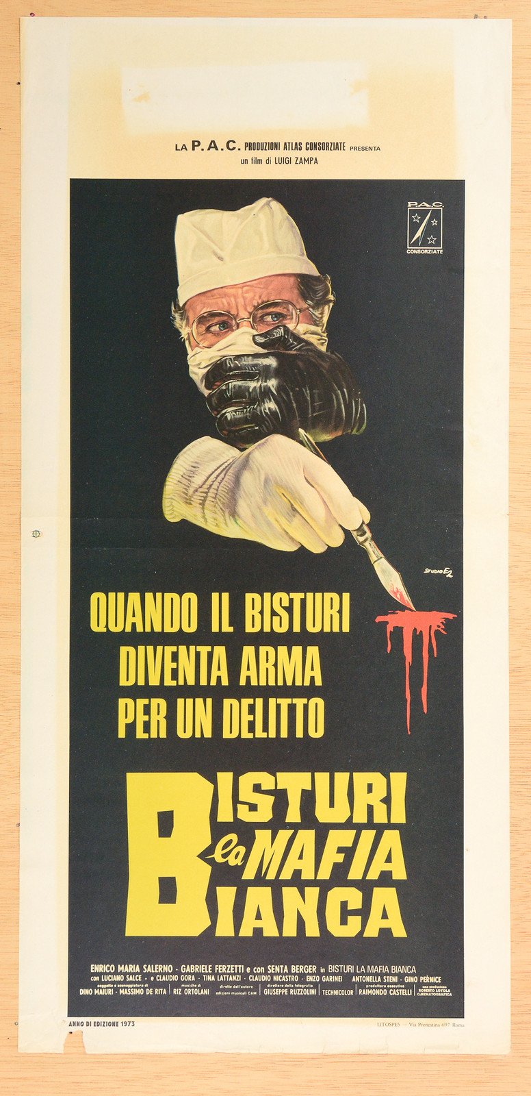 Locandina originale film Bisturi, la mafia bianca (2° tipo) (1973) - Regia di Luigi Zampa