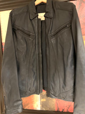Mango Real Leather Mens Jacket Size Medium Bl...