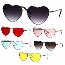 Womens Luxury Rimless Flat Panel Valentine Heart Sunglasses