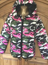 Replay Woman Puffer Quilted Nylon Pink Camouflage Down Jacket  Size Small