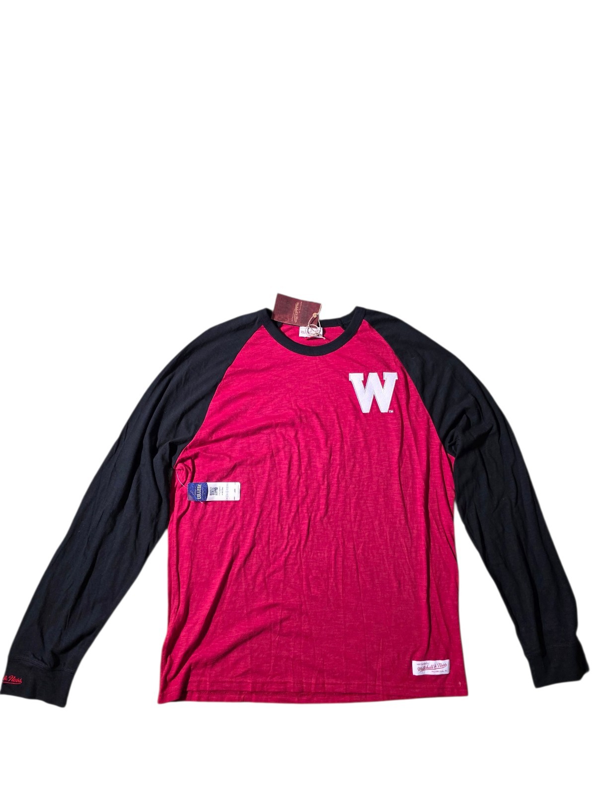 Mitchell & Ness Wisconsin Badgers Long Sleeve Shirt XL NWT NCAA Tee Red Black