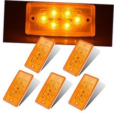 5Pcs Freightliner Cab Lights 6 LED Amber Roof Top Clearance Marker Lights