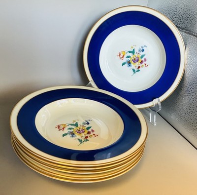 Ten Fürstenberg Old Knight-Hood China Salad Plates Cobalt Blue Desert Flowers