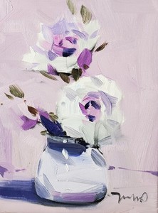 White Flowers Vase PRINT of Oil Painting by Jose TRUJILLO 9x12