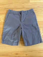 Boys Gray Chino Lands  End Shorts Size 8 Slim Adjustable Waist EUC