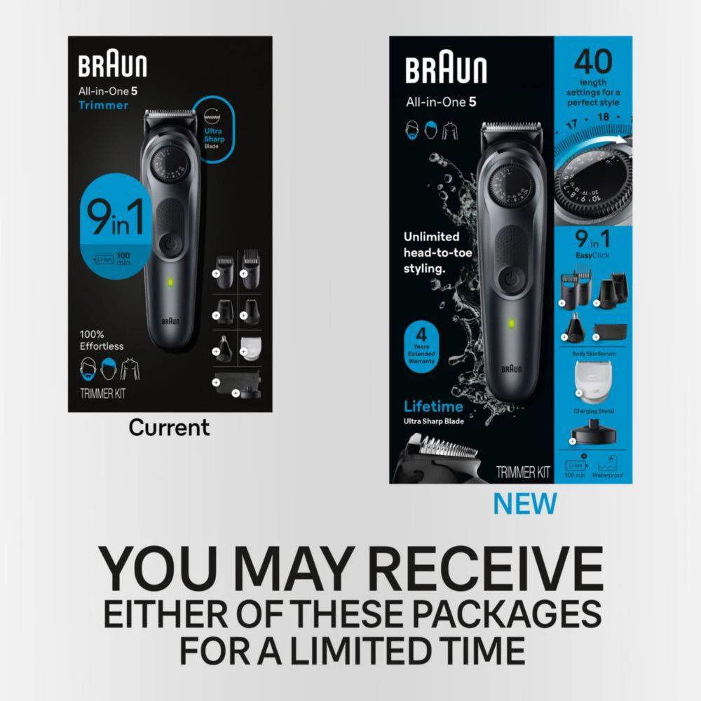 Braun All-in-One Series 5 AiO5490 Rechargeable 9-in-1 Body, Beard & Hair Trimmer
