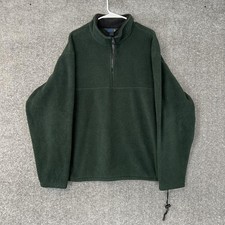 Vintage J.Crew Sport Fleece Sweater Usa Made Green 1/4 Zip Pullover Jacket Xl