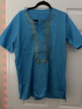 Men  s Large Blue Black And Gold Dashiki Shirt
