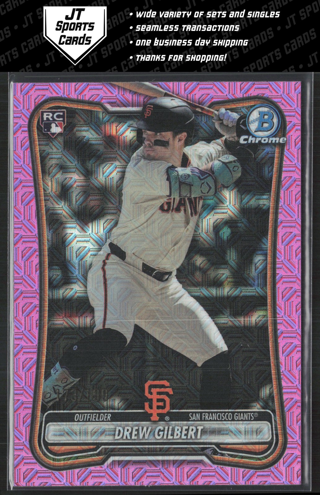 2026 Bowman Drew Gilbert 40 RC Fuchsia Mojo Refractor /199 San Francisco Giants