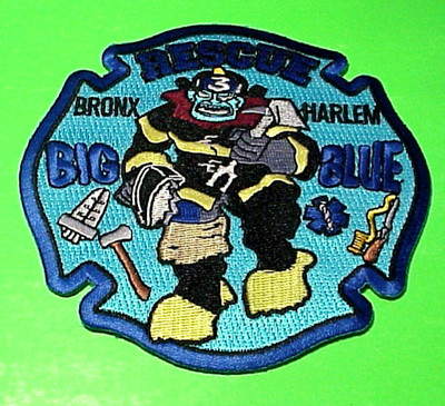 NEW YORK  FDNY  BRONX / HARLEM  RESCUE 3 BIG BLUE  NY  4 1/2'' FIRE DEPT  PATCH