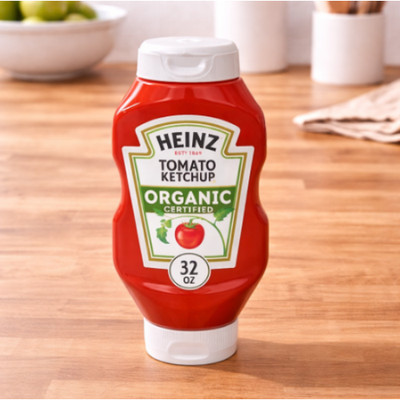 Organic Tomato Ketchup, 32 oz Bottle   Classic Smooth Condiment for Burgers
