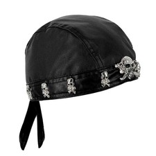 Skull Pirate Bandana Doo Do Rag Headwrap Biker Punk Rock Leather Rivet Cap Me...