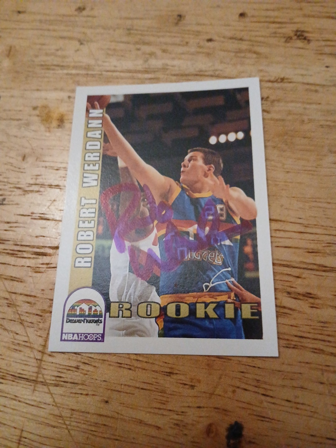 Robert Werdann Signed 1992-93 NBA Hoops #379 Rookie Card Denver Nuggets Auto 