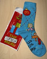 2025 McDONALD'S Grinch Socks Christmas Adult Happy Meal Blue Socks